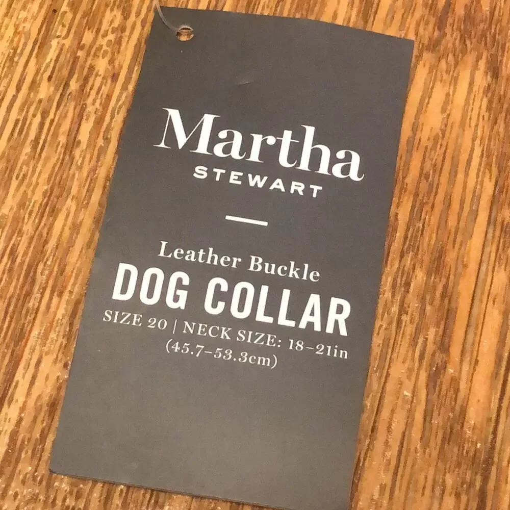 Martha Stewart Tan and Silver Leather Buckle Dog Collar Size 20